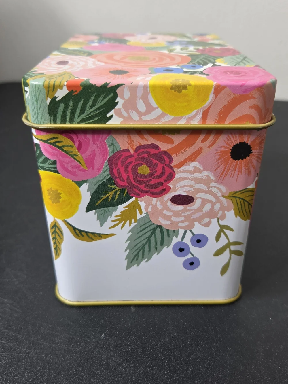 Rifle Paper Co × Anthropologie Floral Tin Recipe Box
